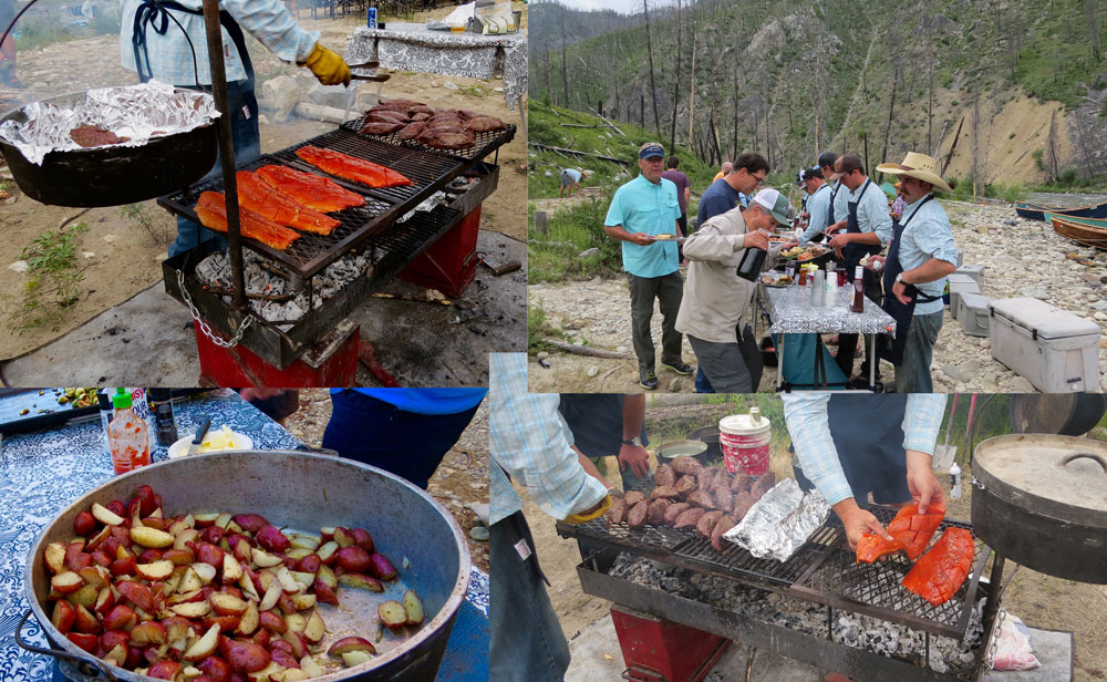 A collage of campfire cooking and chow. Photo by Greg Hatten. 