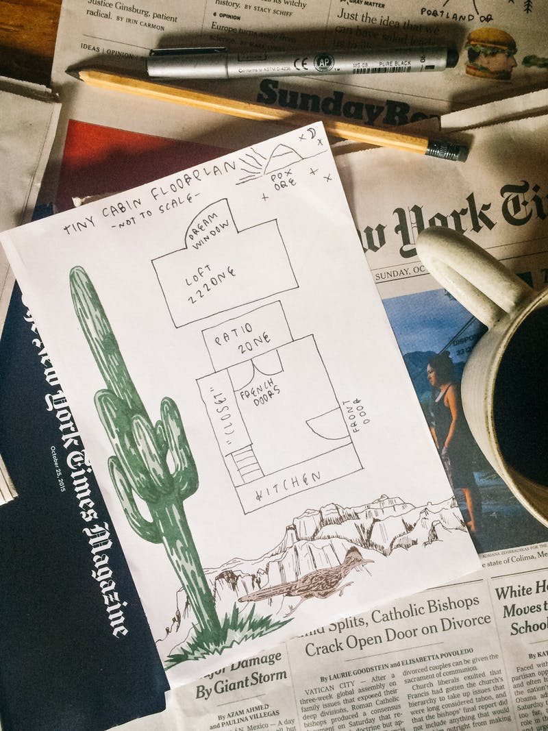 sketch of plans for tiny home