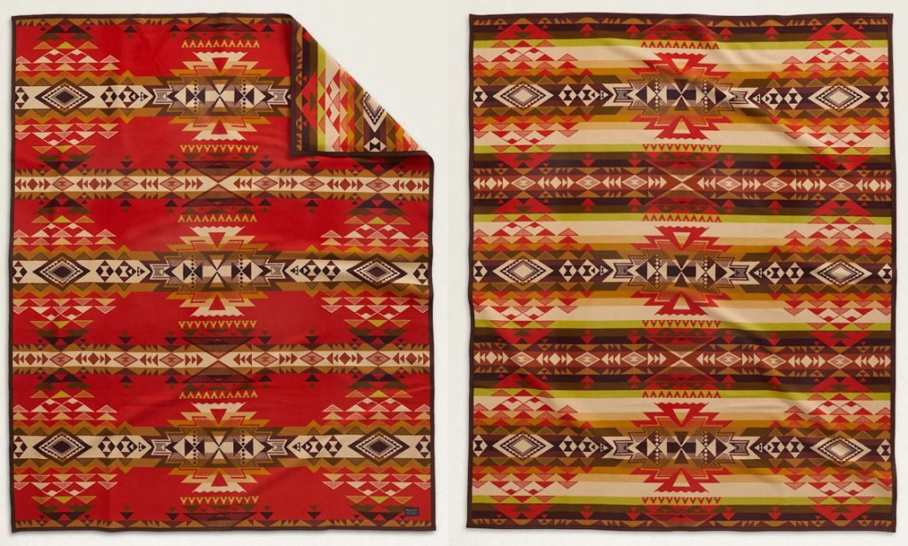 The front and back of the Pendleton Highland Peak blanket in a limited edition of 1863