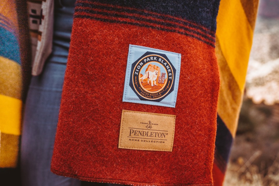 The label of the Zion National Park blanket by Pendleton.