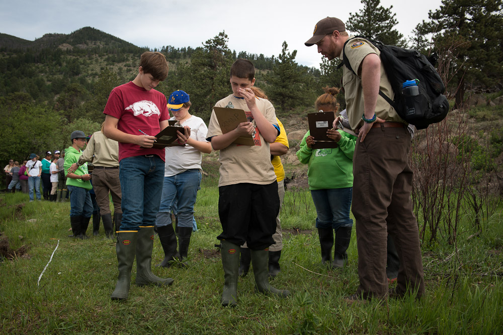 Students taking field notes in Rocky Mountain National Park