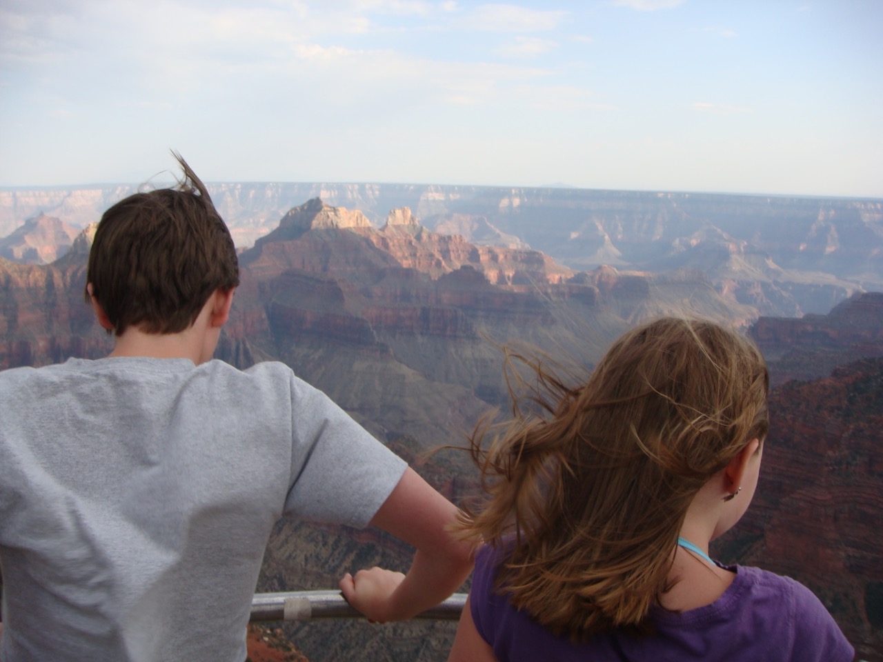 Henry and VIolet stand at the North Rim. 
