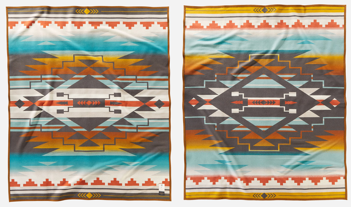 Front and back views of the new N7/College Fund blanket by Pendleton