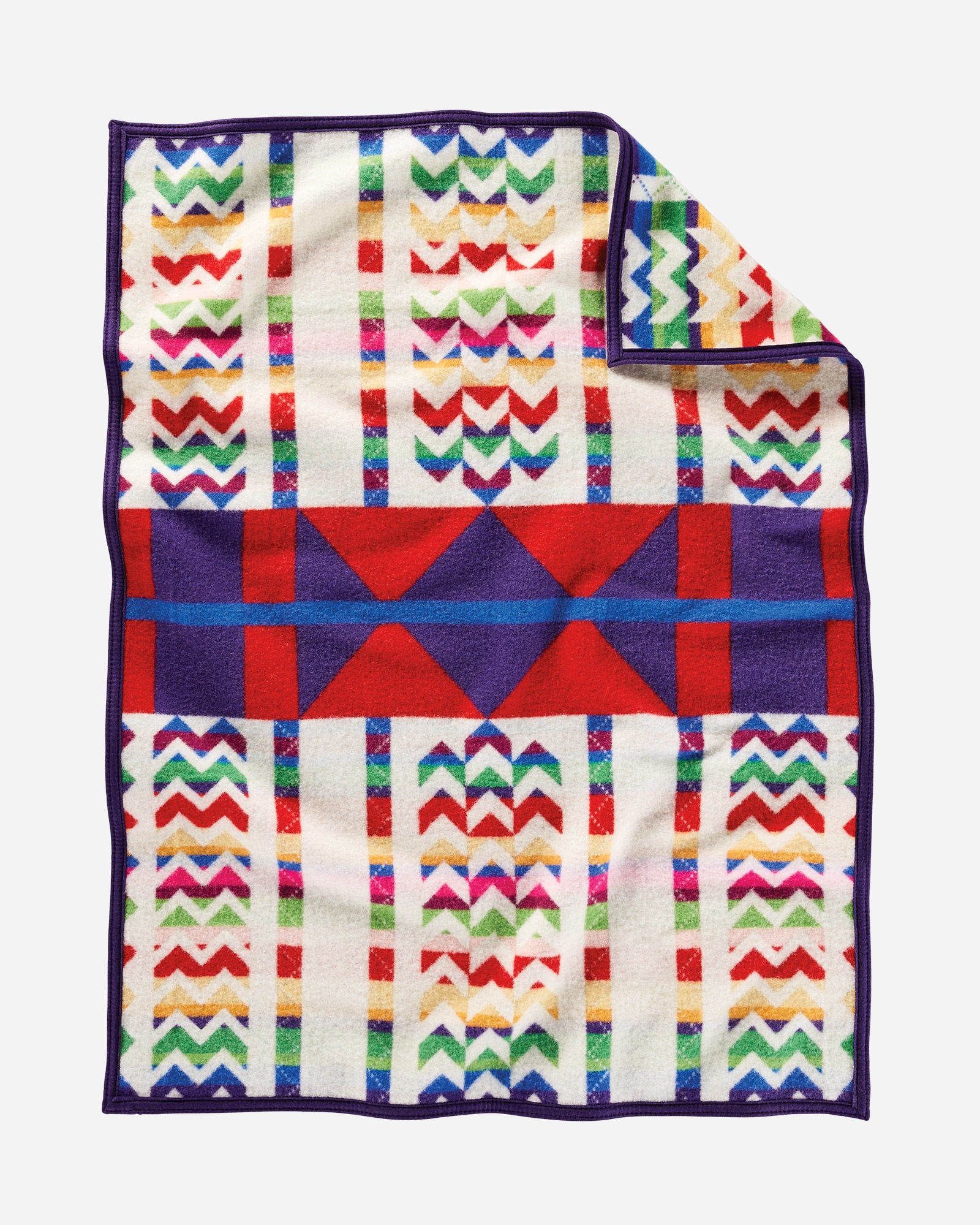 Reverse view of the Morning Cradleboard Pendleton crib blanket.