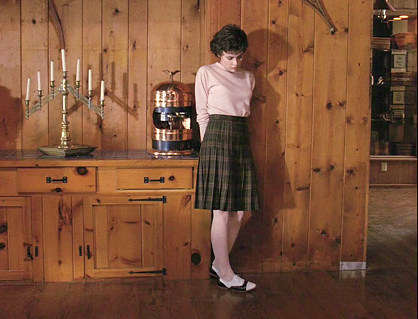 Audrey from Twin Peaks in a Pendleton reversible skirt.