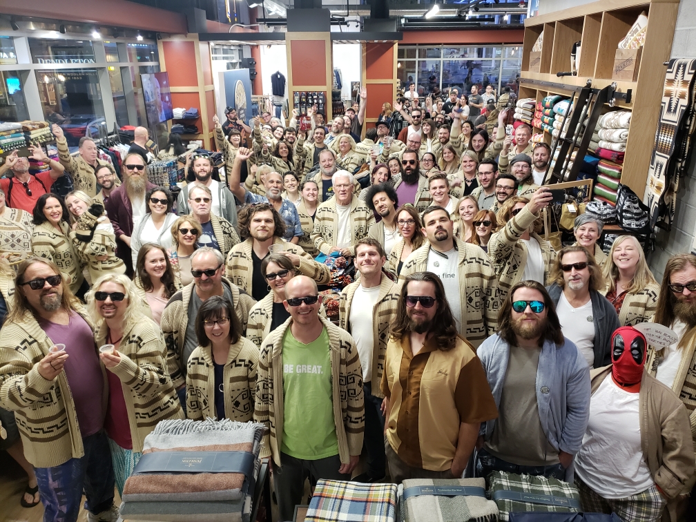 The crowd at Dudecon, a sea of people in matching Pendleton Westerley sweaters.