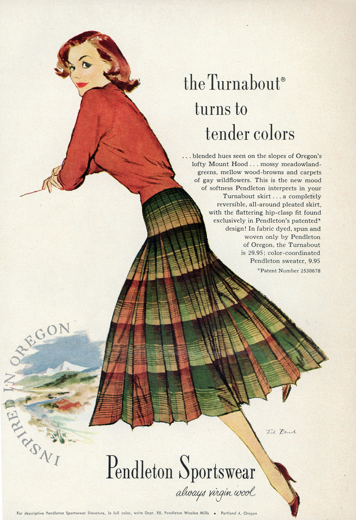 Vintage Pendleton Turnabout ad, illustration by Ted Rand