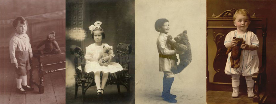 collage of public domain images of children with teddy bears