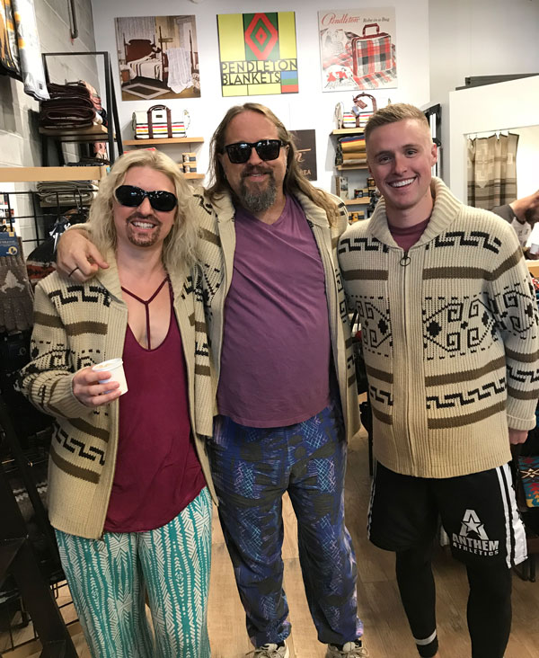 Three people in Westerley cardigans at #Dudecon