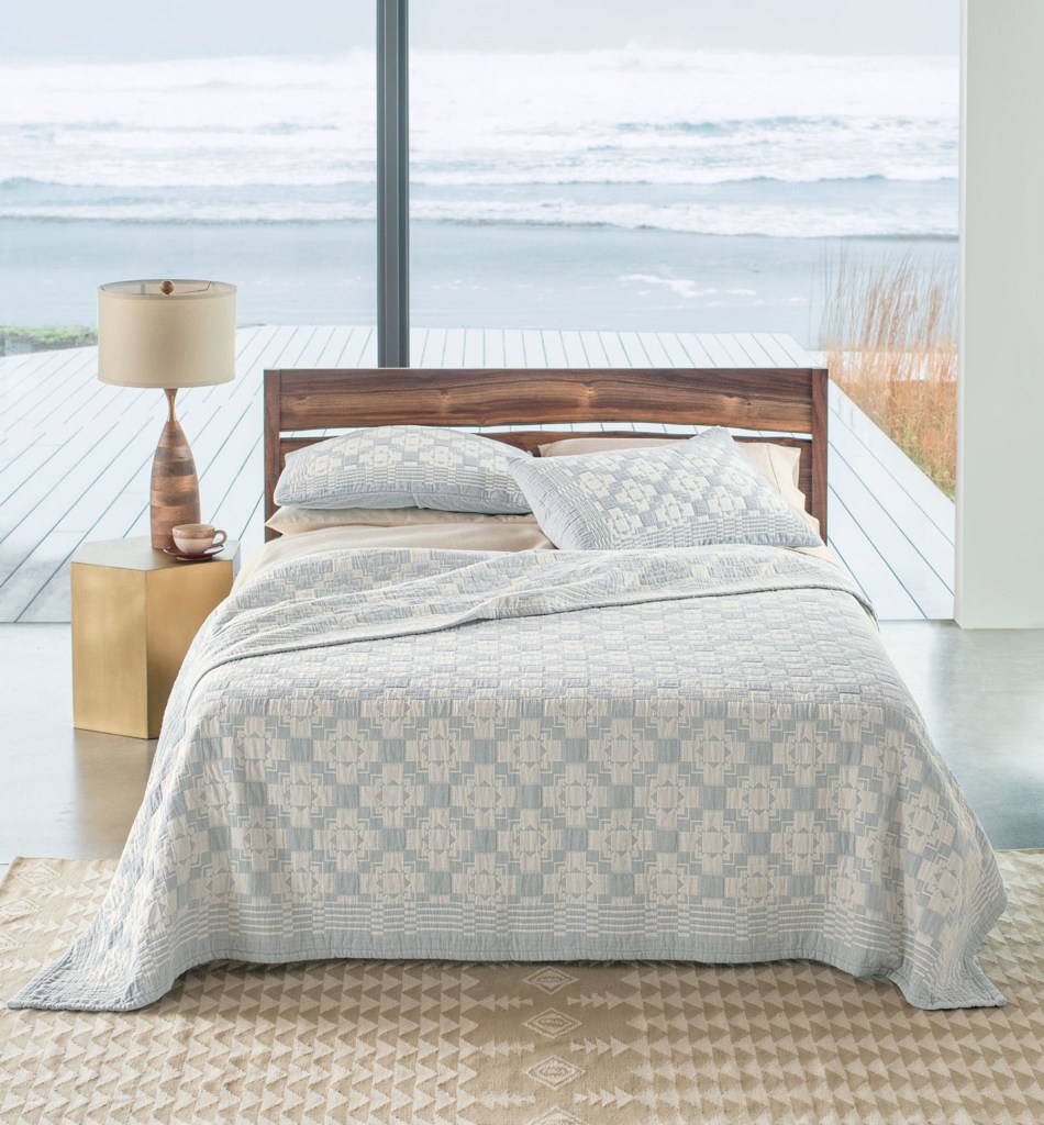 Soft blue matelasse cotton bedding set by Pendleton