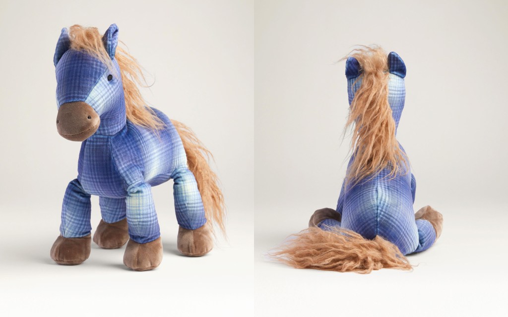 Stuffed Bucky the Horse in Blue Ombre Plaid by Pendleton