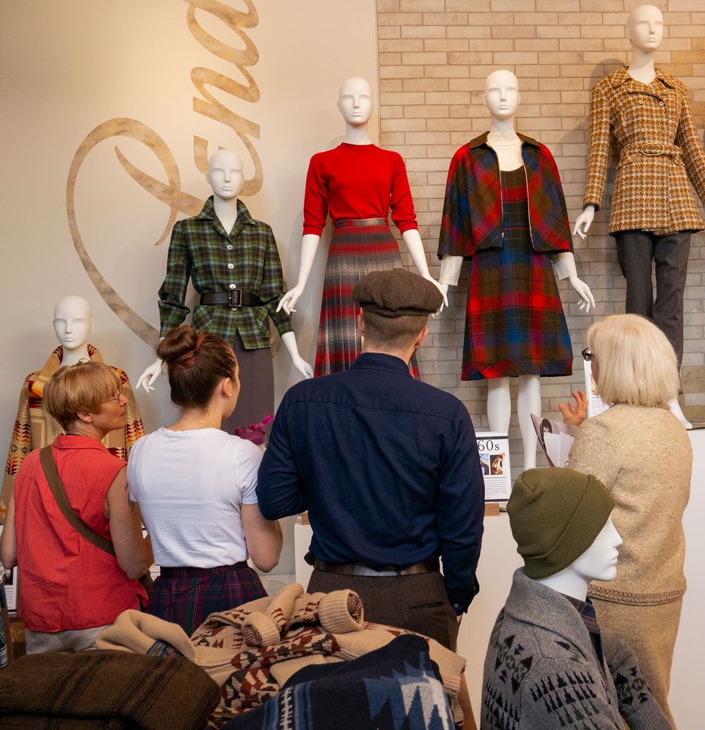 customers studying Pendleton vintage clothing at pendleton store