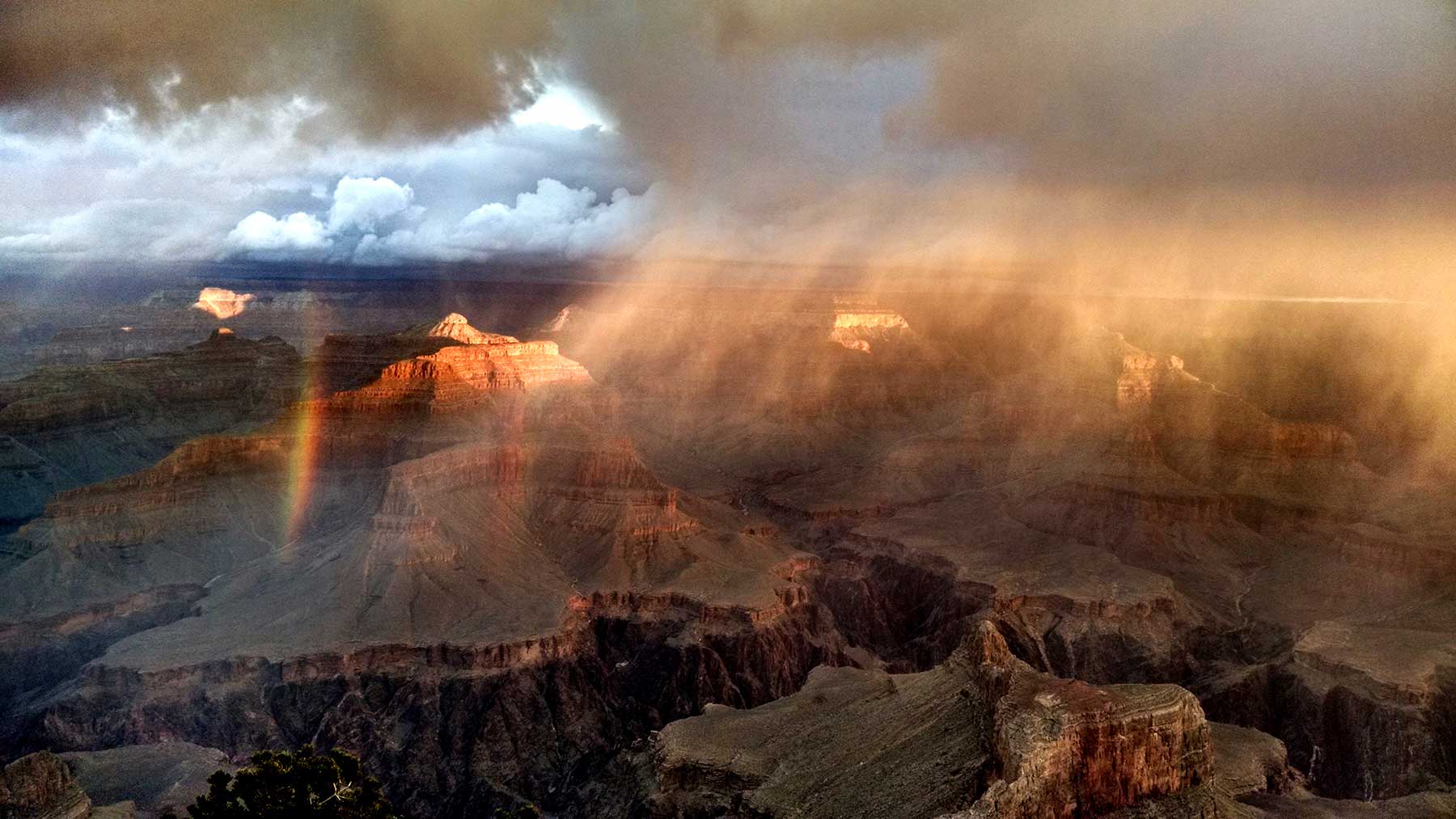 Summer rainstorm over the Grand Canyon