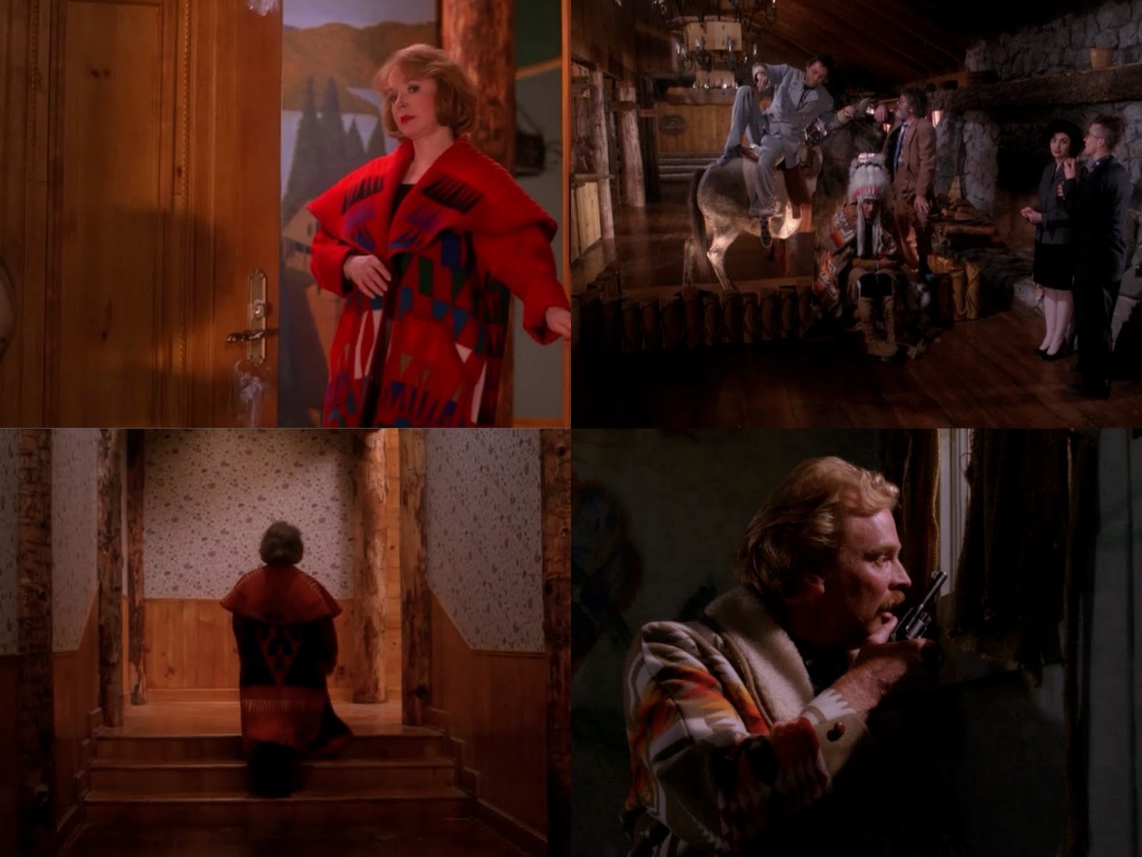 a collage of Pendleton garments as they appeared on the original Twin Peaks.