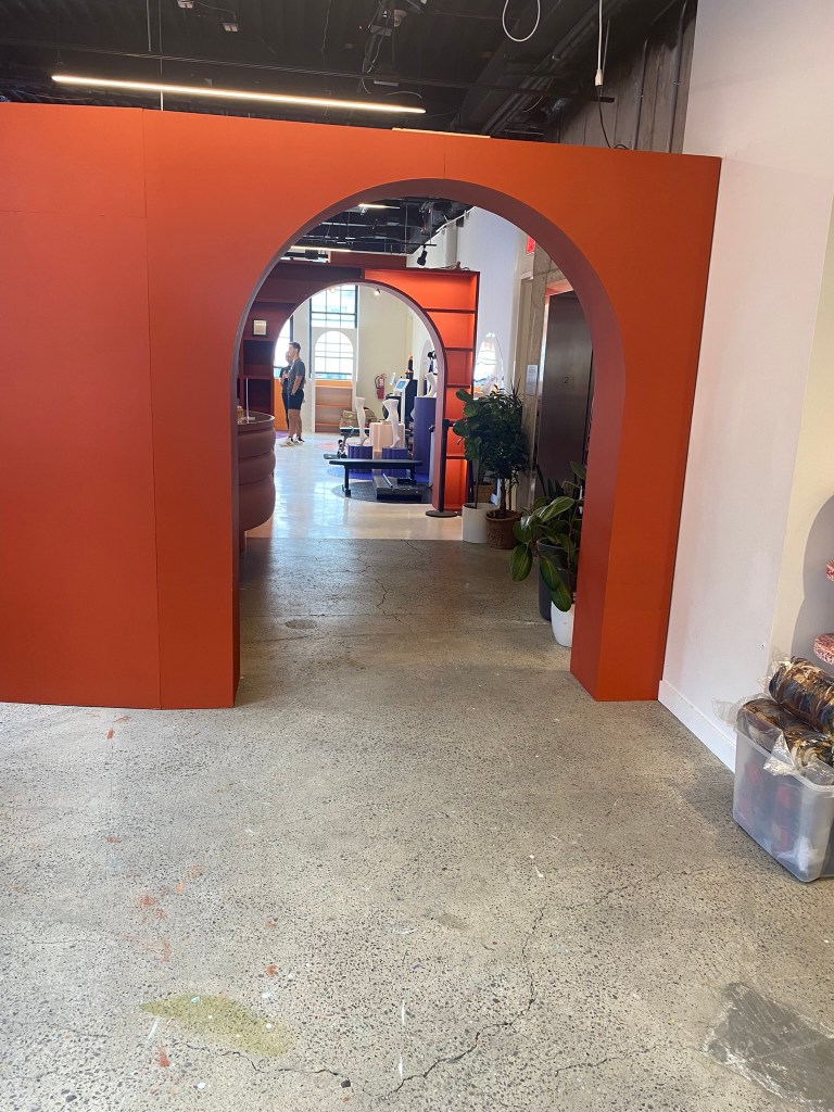 Archways and polished concrete floors.