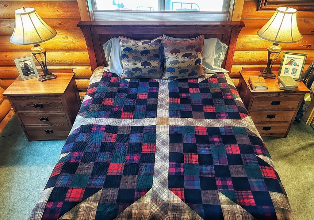 Custom quilt made of Pendleton wool shirts.