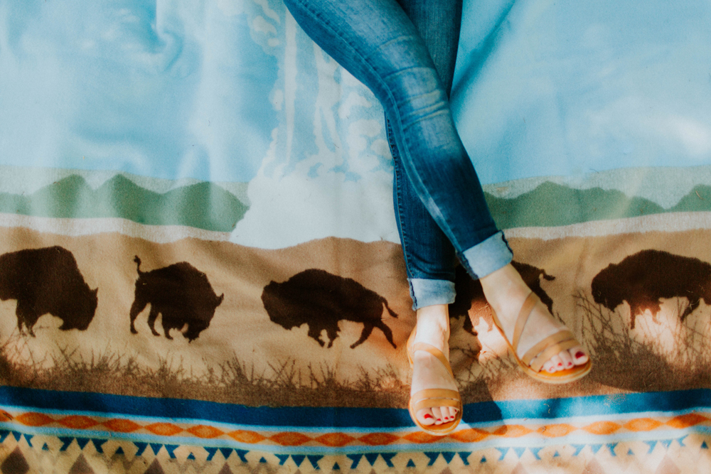 Cassy_Berry_A woman's legs on the blanket, showing the buffalo border