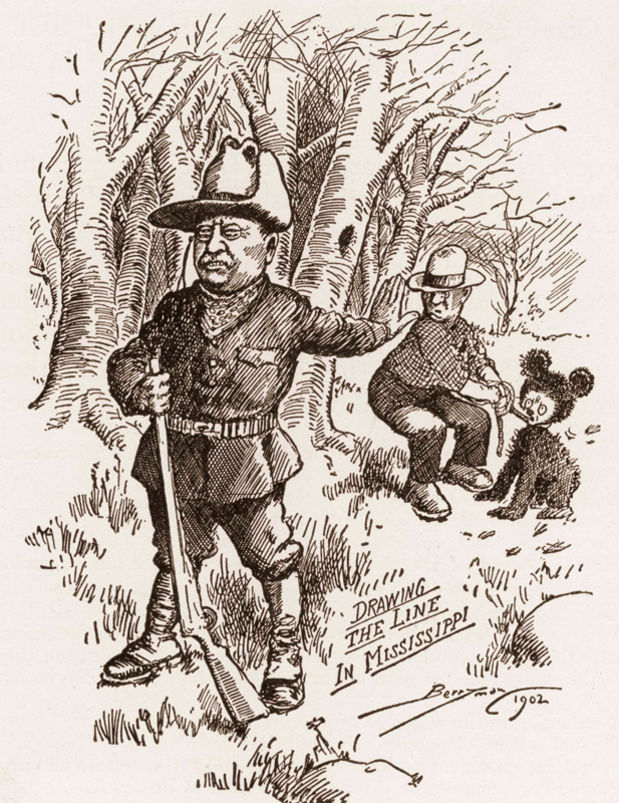 A cartoon showing Teddy Roosevelt refusing to take a shot at a