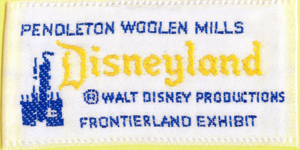 A close view of the special label for Pendleton goods at Disneyland