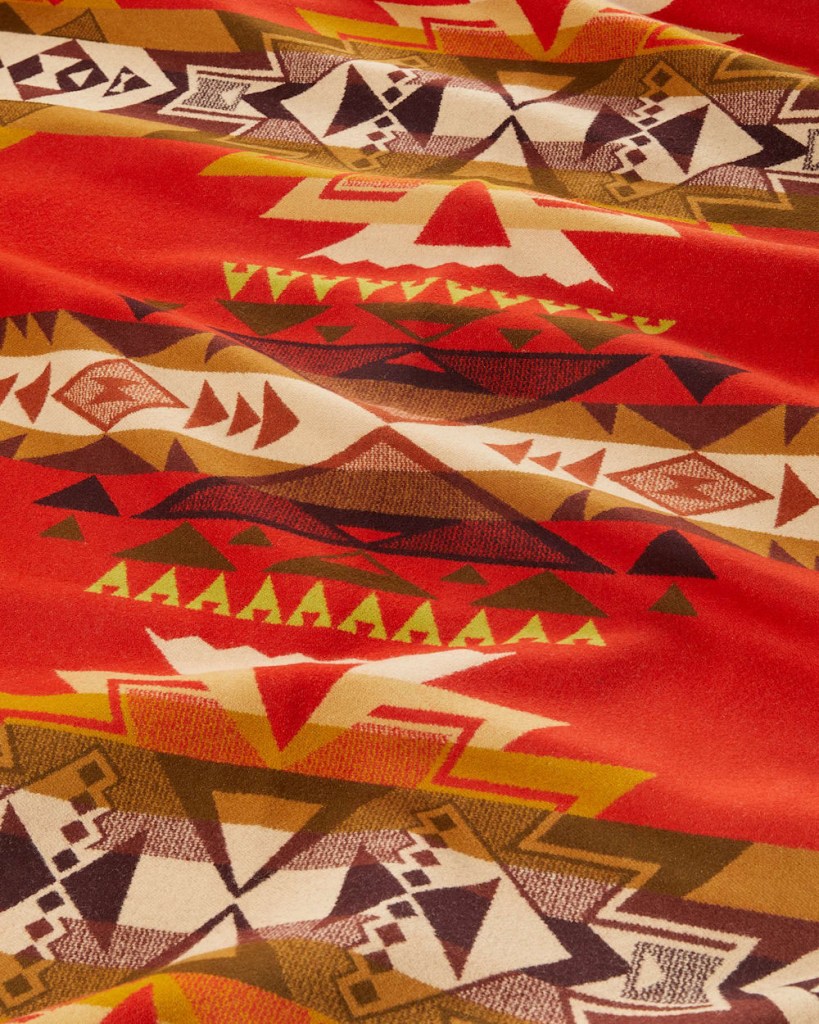 A close view of the Pendleton Highland Peak blanket in a limited edition of 1863