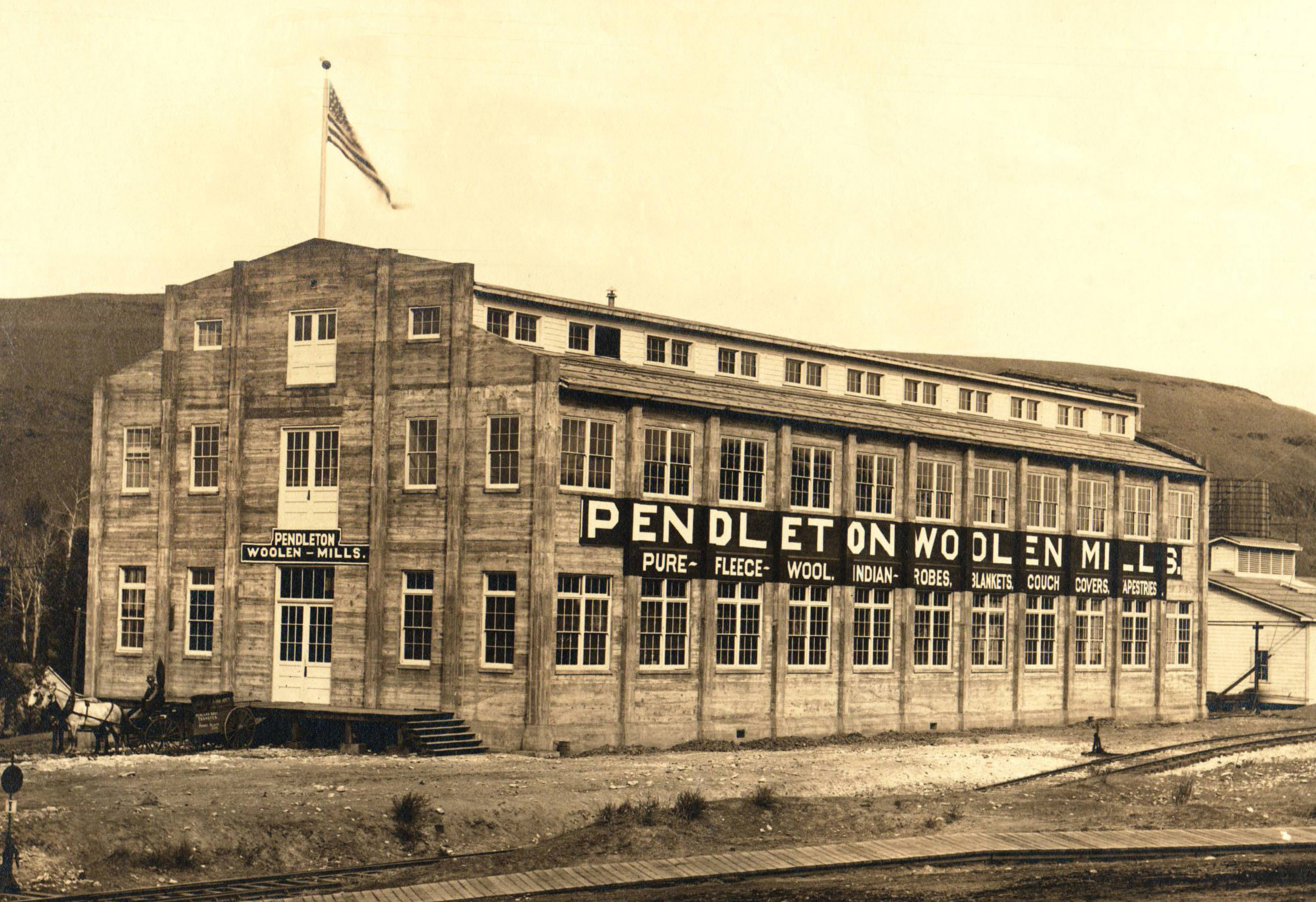 The original (and current) Pendleton WOolen Mill in Pendleton, Oregon.