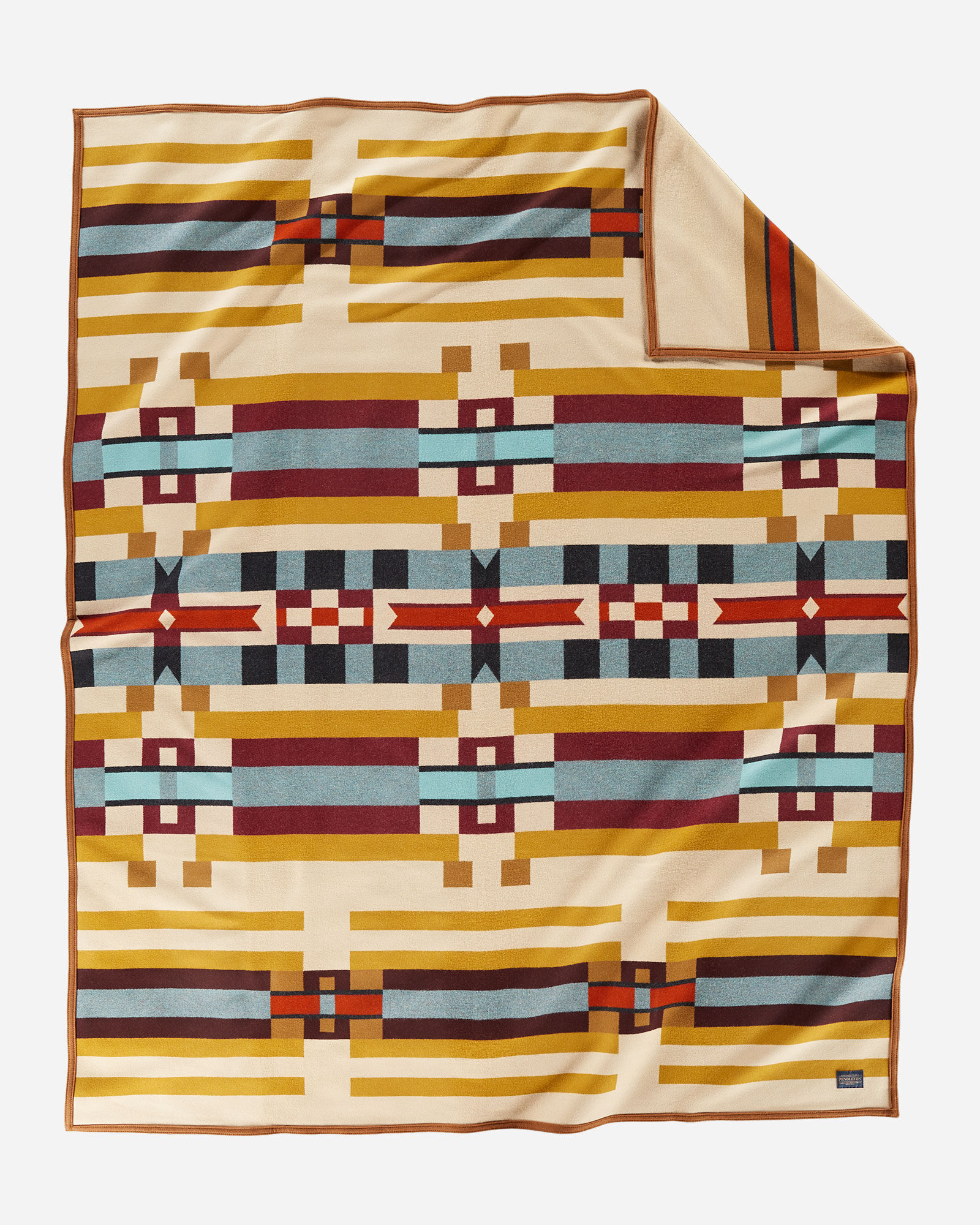 Saddle Mountain blanket by Pendleton - gold, purple, blue and