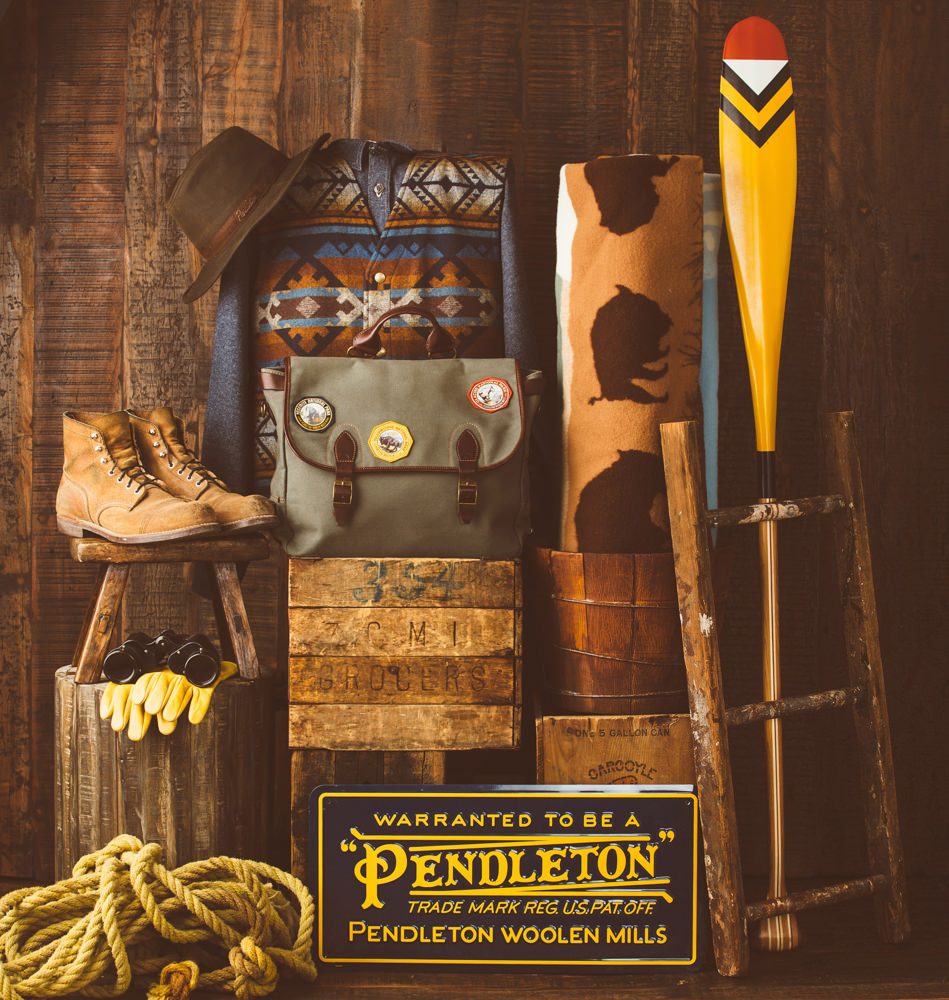 A still life of sproting and Pendleton goods by Brandon Burke Photography