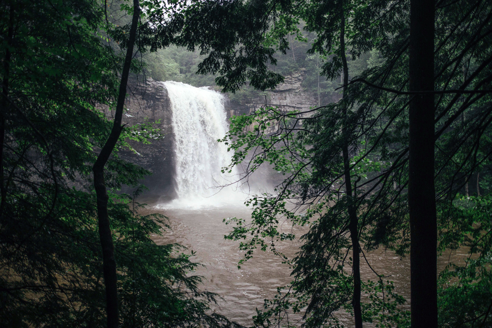 Matthews_ A waterfall empties into a lak