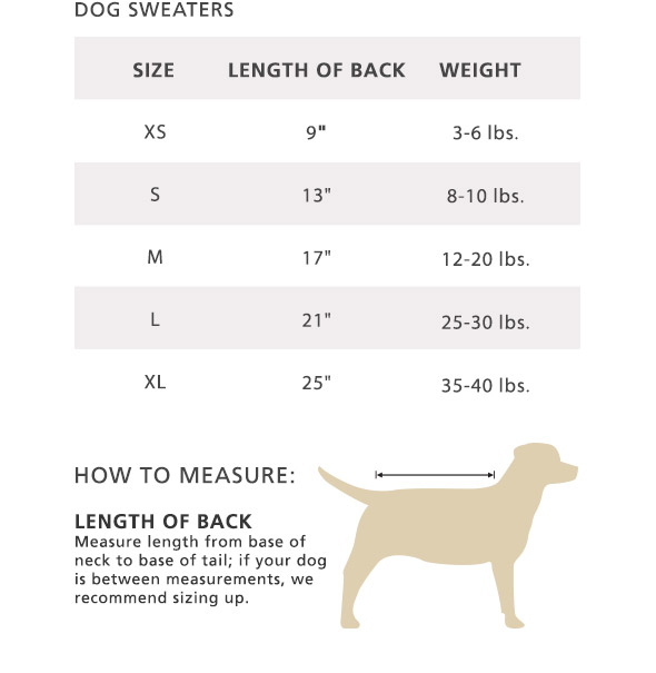 Dog Sweater Size Chart | Pendleton